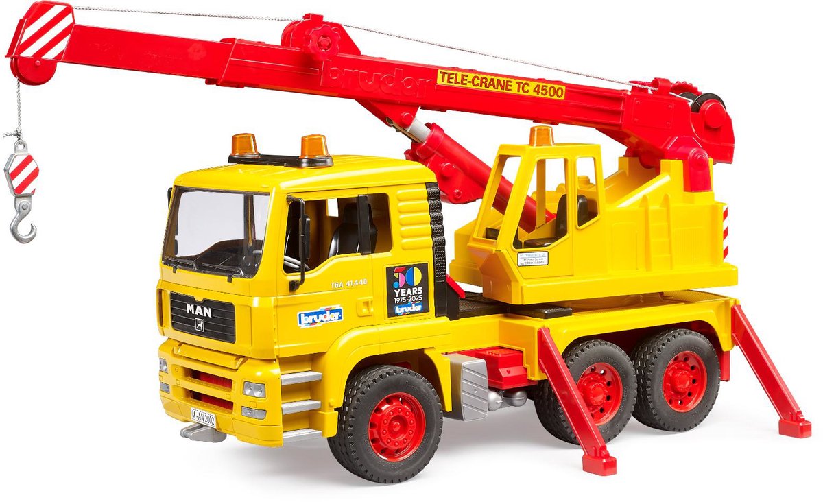 Bruder MAN vrachtwagen speelgoedauto met kraan – jubileumeditie 50 jaar. - Afbeelding 8