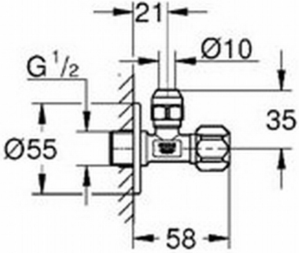 GROHE hoekstopkraan 22018000 hoekstkr.1/2×3/8 knel knst.grp - Afbeelding 5