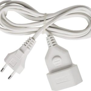 Kunststof verlengsnoer 5m wit H03VV H2-F 2×0,75