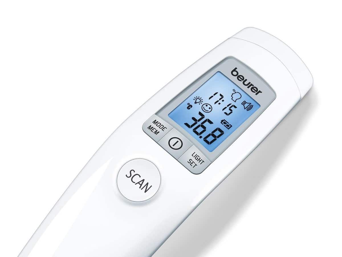 Beurer FT 90 Contactloze Koortsthermometer – Voorhoofdmeting in Seconden – Meet Lichaam, Oppervlak & Kamer – Met Smileys & Akoestisch Koortsalarm –– XL Verlicht Display – 60 Geheugenplaatsen – Medisch Gecertificeerd – Incl. Batterijen & opbergbox - Afbeelding 6