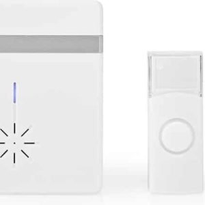 Nedis Draadloze Deurbelset – Batterij Gevoed – 3 V DC – 1x CR2032 – Volume: 80 dB – Signaalbereik: 300 m – IP44 – 36 MelodiÃ«n – 1 Ontvanger – Wit
