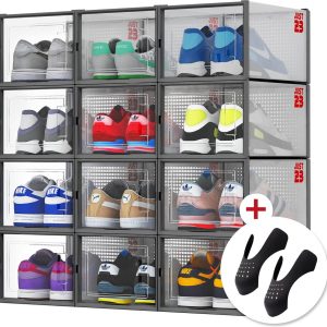 JUST23 Schoenen opbergsysteem 12PACK – Transparant – Schoenenkast – Schoenenrek – Schoenen organizer – Sneakerbox – Schoenenopbergers