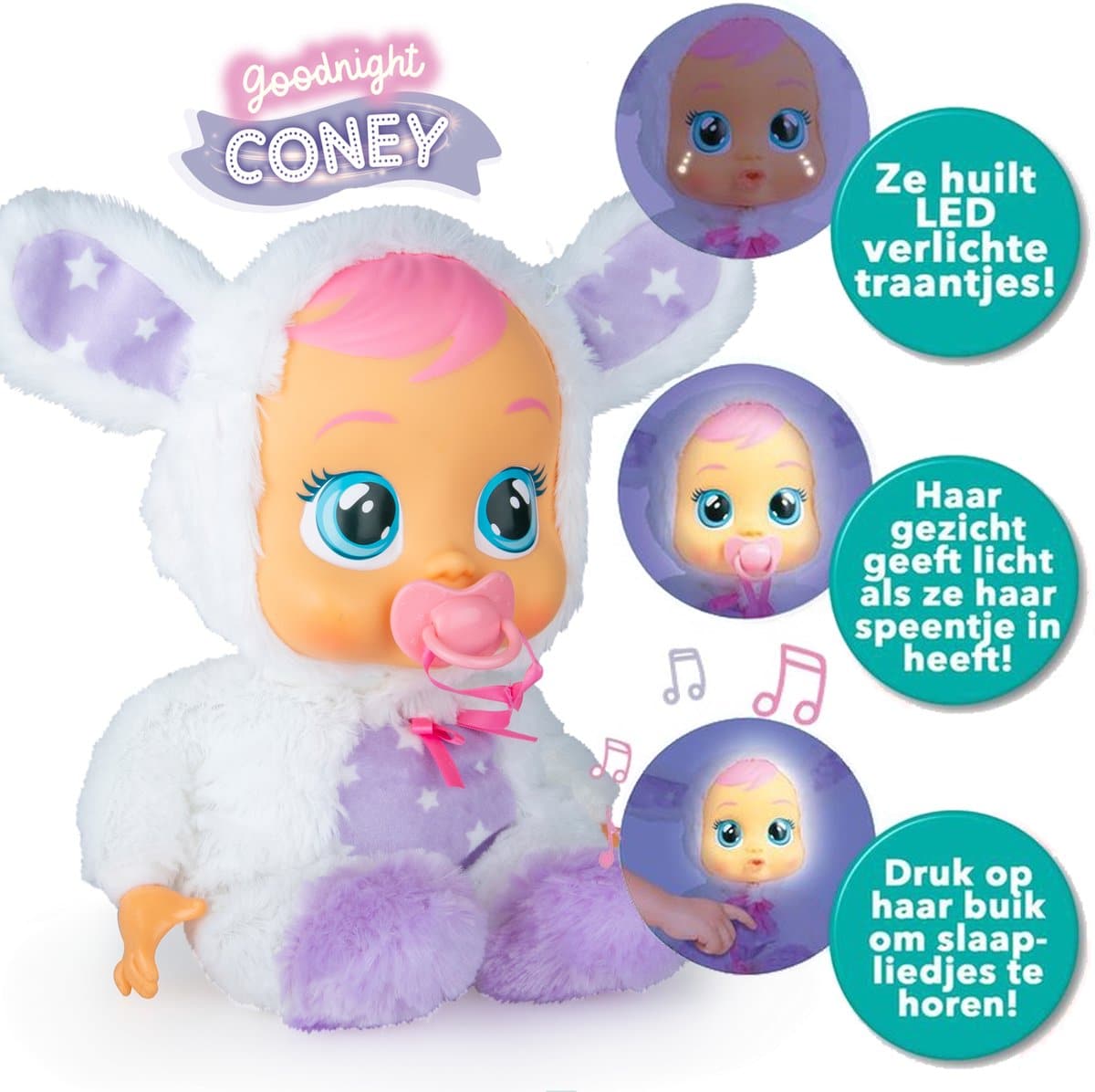 Cry Babies Goodnight Coney – Val in slaap met licht en zachte muziek - Afbeelding 3
