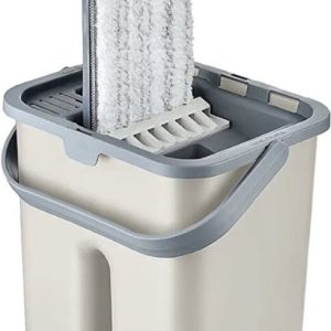Proff Style Dweilsysteem – Vlakmop Systeem – Schoonmaak Set – Met Telescoopsteel – 180° Draaisysteem – Met Microvezelmop – Compacte 2-delige Emmer 9 Liter