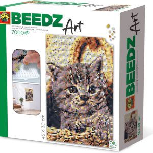SES Beedz Art – Poes – Kat – 7000 strijkkralen – kunstwerk van strijkkralen – complete set inclusief grondplaten en strijkvel