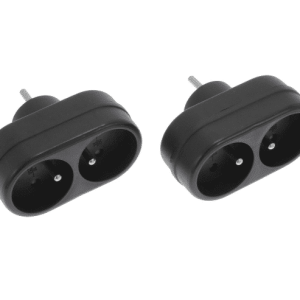 Exin Verdeelstekker domino – Voor 2 Stekkers – 2 Stuks – Zwart