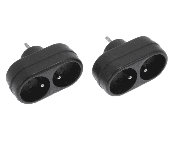 Exin Verdeelstekker domino – Voor 2 Stekkers – 2 Stuks – Zwart - Afbeelding 2