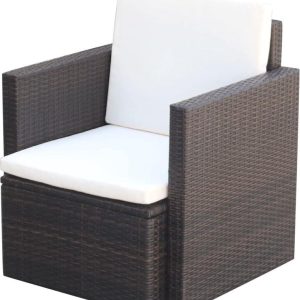 vidaXL – Tuinstoel – met – kussens – poly – rattan – bruin
