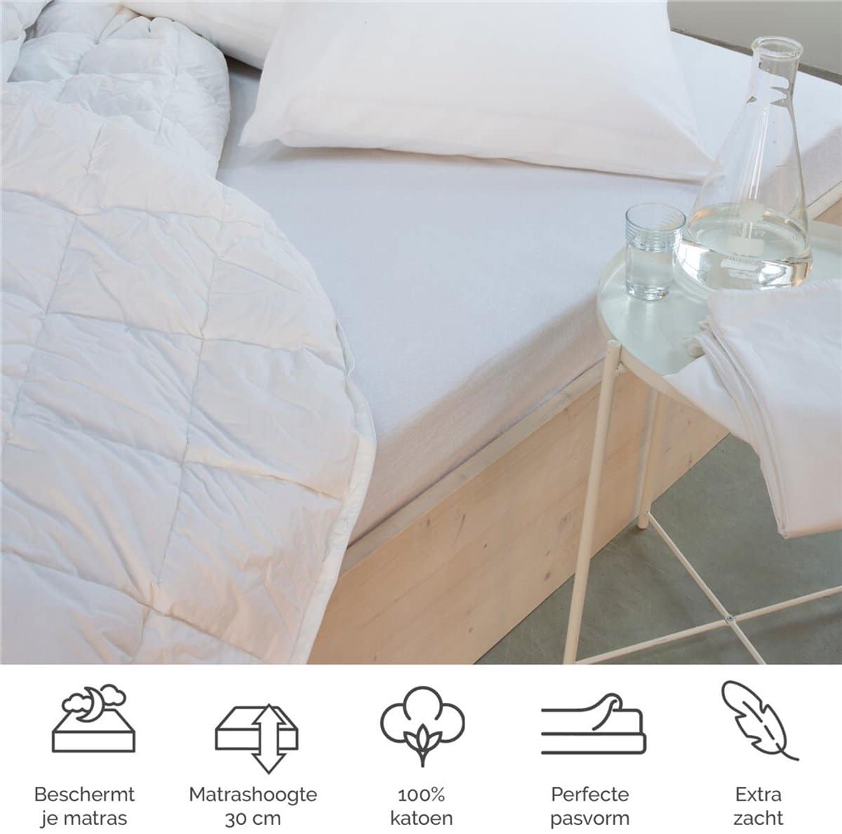 Byrklund Molton Hoeslaken – Molton 90×200 – 80% Katoen / 20% Polyester – Wit - Afbeelding 9