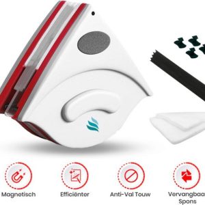 TibaGoods Magnetische Raamwisser Voor Dubbelglas – Ruitenreiniger – Ramenwasser – Magneet Ruitenwisser – Inclusief extra sponsjes en wissers