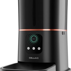 Cellavi Automatische Voerbak Kat en Hond – Voerautomaat Dispenser met App en Camera – RVS Voerbak Kat & Hond – 6 L – Zwart