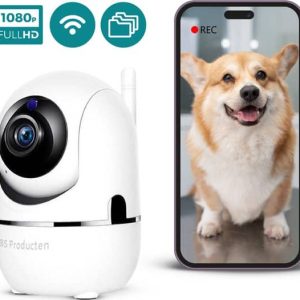 BS producten Beveiligingscamera – Huisdiercamera – WiFi – Full HD – Beweeg en geluidsdetectie – Petcam met app – Hondencamera – Bewakingscamera voor Binnen – Indoor Camera – Wit