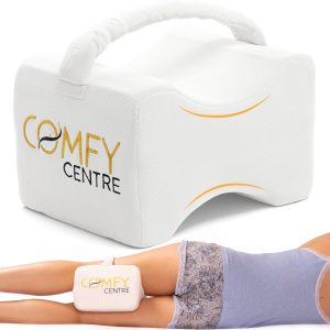 ComfyCentre Kniekussen met band voor in bed, Orthopedisch & Ergonomisch Beenkussen, Traagschuim, Zijslaapkussen