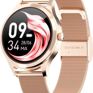 Actyve Smartwatch Dames Rosé Goud – Geschikt voor elke smartphone – Horloge dames – Stappenteller – Slaapmonitor – Saturatiemeter – Full Touchscreen