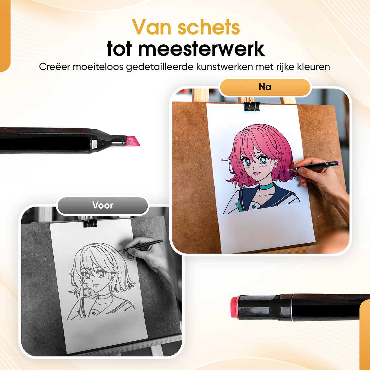 Woodley Dubbelzijdige Stiften 168 kleuren – Voor volwassen en kinderen – Markeerstiften – Dubbelzijdige stiften – Twinmarkers – Alcohol markers - Afbeelding 8