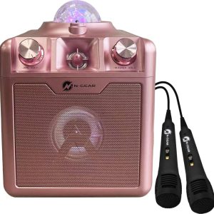 N-GEAR Disco Star 710 Space Pink – Bluetooth Speaker – Karaoke Set – Party Box met Sterrenprojector & 2 Microfoons