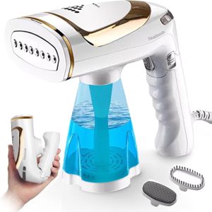 TibaGoods Luxe Kledingstomer – Handstomer – Stoomapparaat Kleding – Ontkreuker – Stoomreiniger – Stoomstrijkijzer – Warmt snel op – Inclusief 2 opzetborstels – 1500w – 250ml