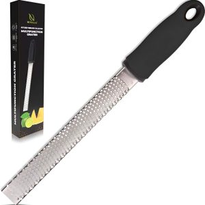 HI NATURE™ Premium Rasp zester – Handrasp lang- Citroenrasp – Kaasrasp – Gemberrasp – Knoflookrasp | Roestvrij staal Zwart