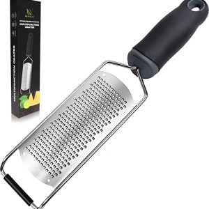 HI NATURE™ Premium Multi Rasp zester – Handrasp – Citroenrasp – Kaasrasp – Gemberrasp – Knoflookrasp | Roestvrij staal Zwart