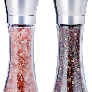HI NATURE™ Luxe kwaliteit Peper en Zoutmolen set 2 stuks – Pepermolen – Zoutmolen – Instelbare maalgraad – Hervulbaar – Barbecue – BBQ accesoires – Zout peper kruiden – RVS