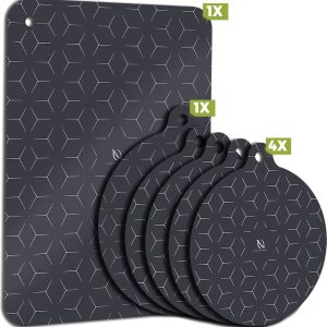 HI NATURE™ Inductie Beschermer set 6 Stuks – Inductie mat – Pannenonderzetter – Hittebestendig – Panbeschermers – Onderzetters Pannen – Inductie Afdekplaat – Afdekplaat Voor Kookplaat – Inductie Matjes – 100% BPA Vrie (Zwart)