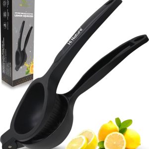 HI NATURE™ Robuuste Kwaliteit Citroenpers | Limoenpers – Handmatige Citroenpers – Lemon squeezer – Citrusknijper – Fruitpers – Sinaasappelpers | Zwart