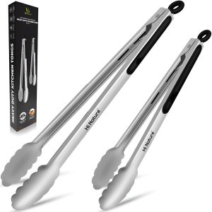 HI NATURE™ Barbecuetangen – Premium Multifunctionele Keukentang – Barbecuetang set 23CM & 30CM | BBQ Tang Accesoires – Vleestang – Serveertang – Salade Tang – Tangenset – keuken tangen | Hittebestendig & Vaatwasserbestendig – Roestvrij Staal (RVS)