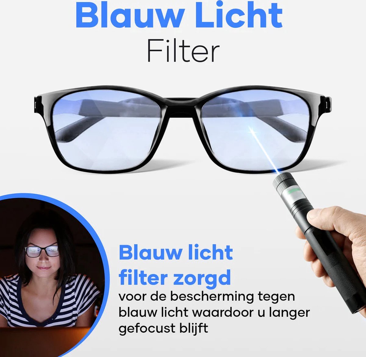Blauw Licht Bril Sterkte +2.5 – Blue light Glasses – Computerbril – Beeldschermbril – Unisex - Afbeelding 5