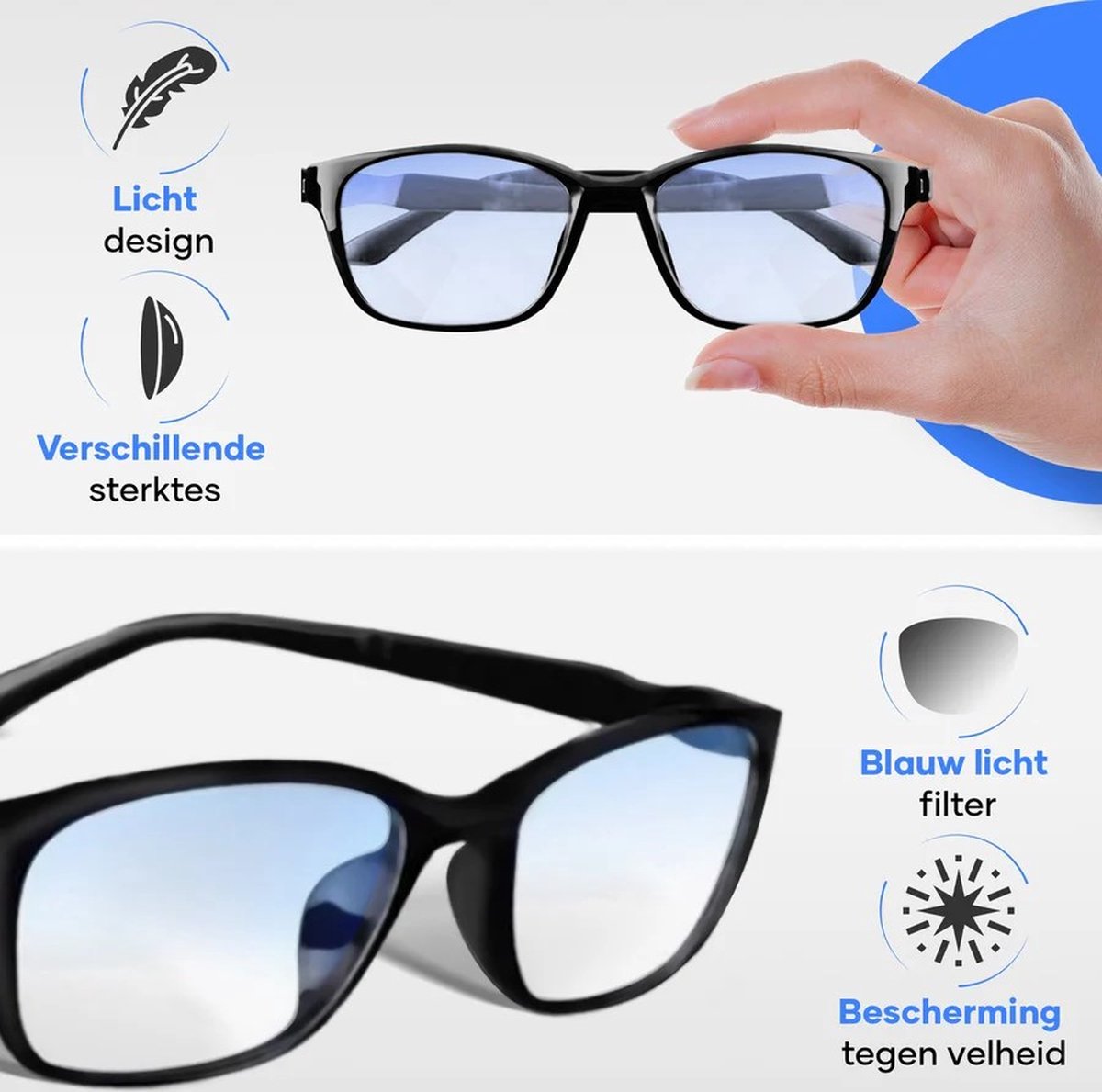 Blauw Licht Bril Sterkte +2.5 – Blue light Glasses – Computerbril – Beeldschermbril – Unisex - Afbeelding 8
