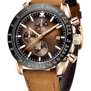 Tyme Florence Heren Horloge – 45mm Bruin/Bruin – Horloges voor Mannen – Polshorloge – Uurwerk – met Cadeauverpakking