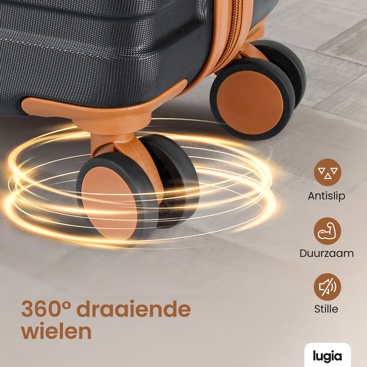 Lugia Handbagage Koffer 38L – TSA Slot – Waterdicht – 360 Draaibare Wielen – Telescopisch Handvat – Trolley – Reiskoffer Set – Zwart - Afbeelding 4