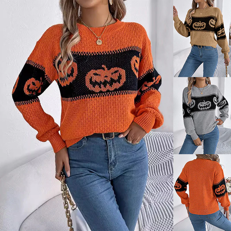 Halloween Trui – Sweater met Pompoen Design voor Herfst en Feestdagen - Afbeelding 2