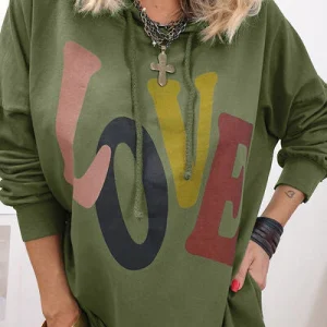 Dames Hoodie met Kordelzug, Oversized Pasvorm en Hartdetail