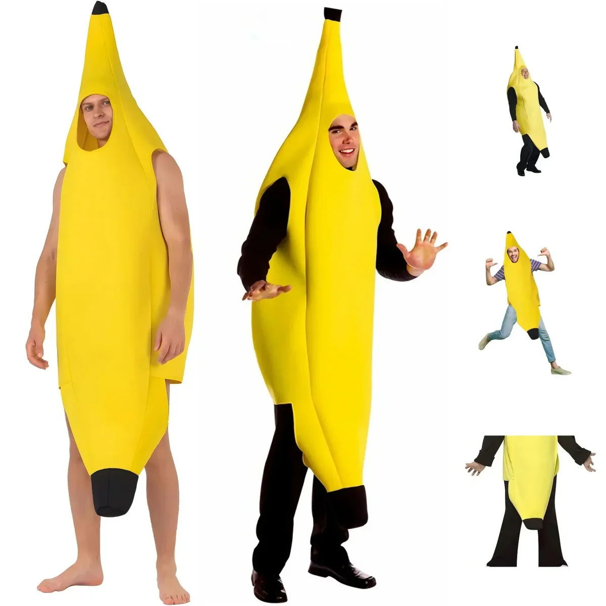 Geel Bananenkostuum voor Heren – Grappig Outfit voor Carnaval, Halloween & Themafeesten