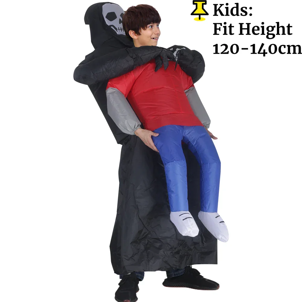 Opblaasbaar Spookkostuum met Zwarte Robe en Masker – Halloween Uniseks Outfit - Afbeelding 8