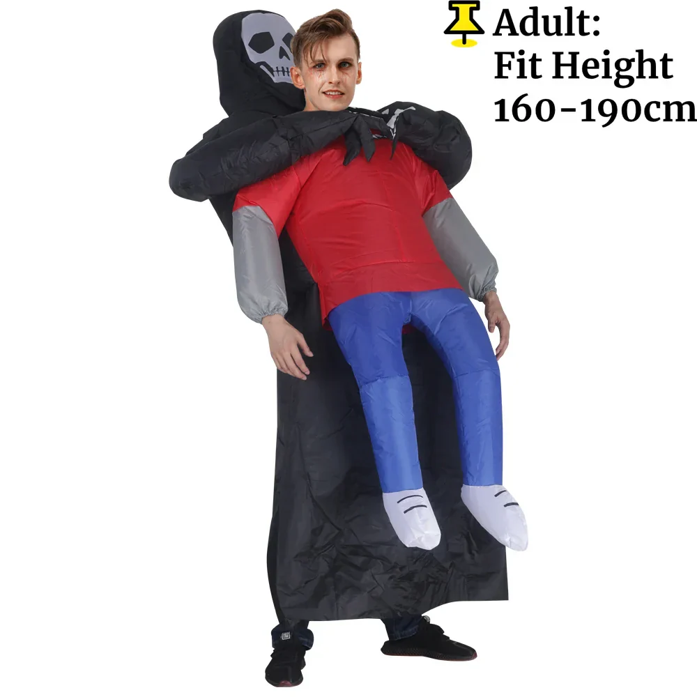 Opblaasbaar Spookkostuum met Zwarte Robe en Masker – Halloween Uniseks Outfit - Afbeelding 9