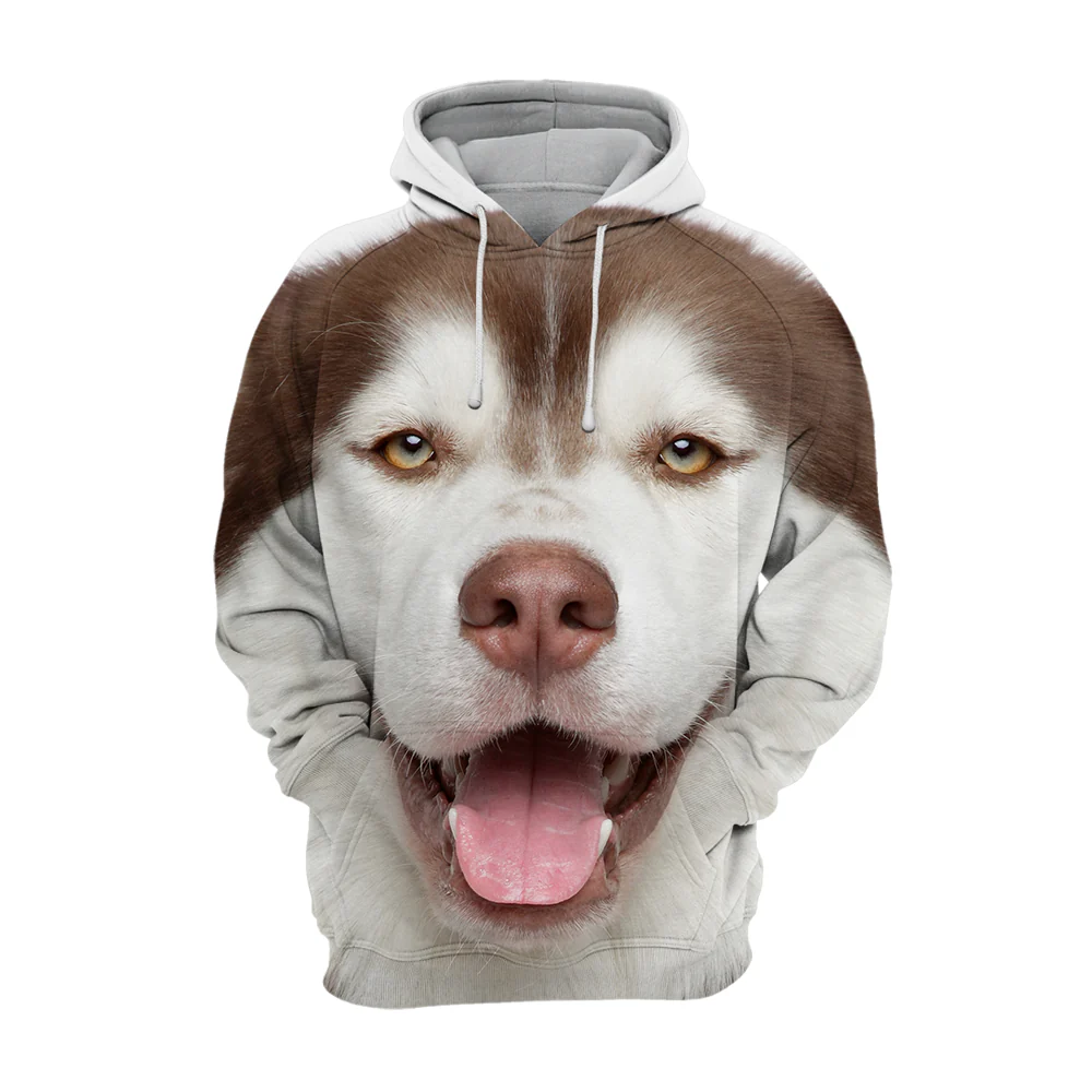 Unisex Honden Hoodie | Alaskan Husky Bruin - Afbeelding 2