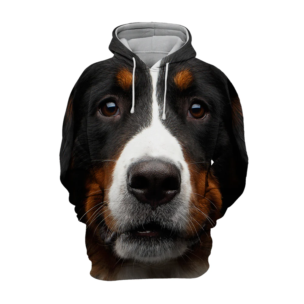 Unisex Honden Hoodie | Bernese Mountain Curious - Afbeelding 2