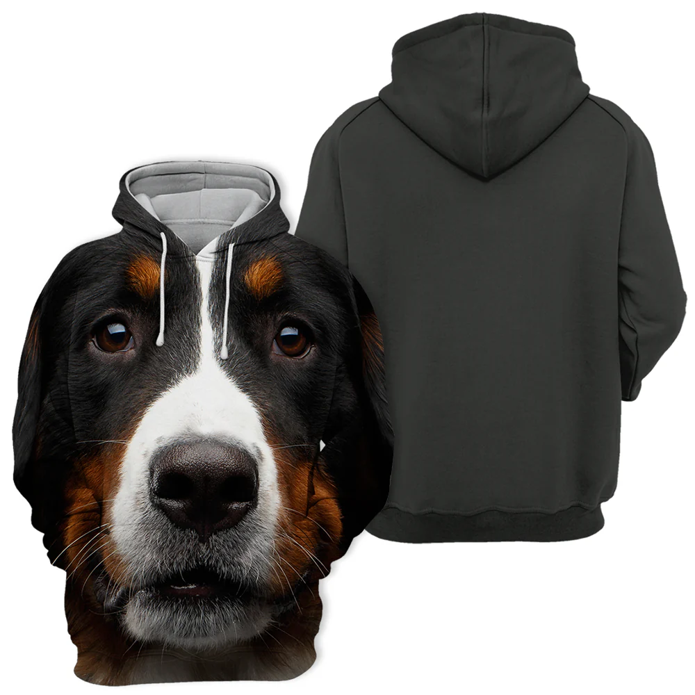 Unisex Honden Hoodie | Bernese Mountain Curious - Afbeelding 3