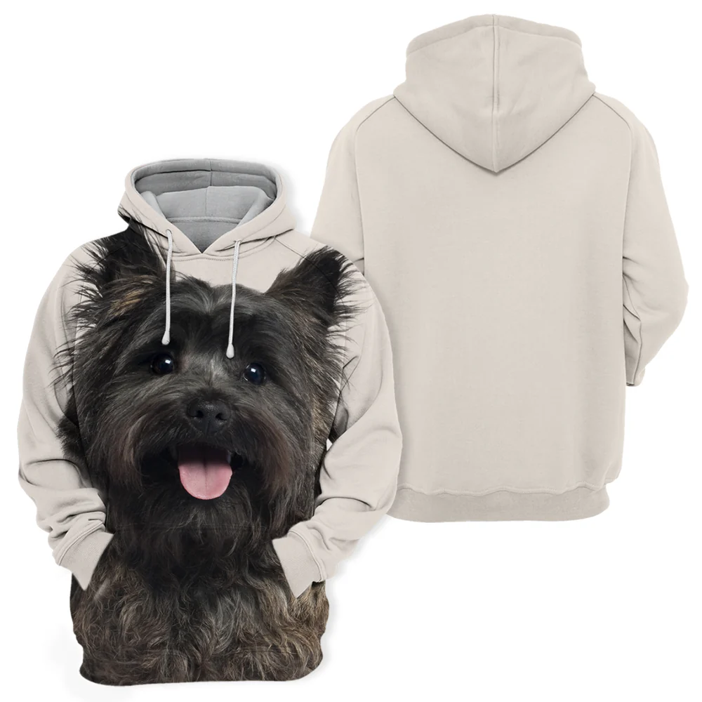 Unisex Honden Hoodie | Cairn Terrier Zwart Happy - Afbeelding 3