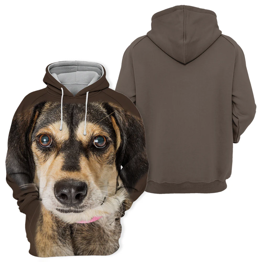 Unisex Honden Hoodie | Crossbreed Brown Dog Cute - Afbeelding 3