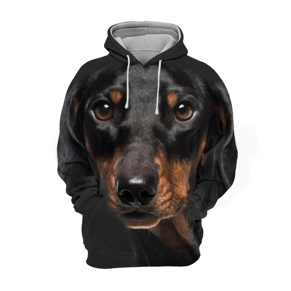 Unisex Honden Hoodie | Dachshund Sausage Dog Zwart - Afbeelding 2