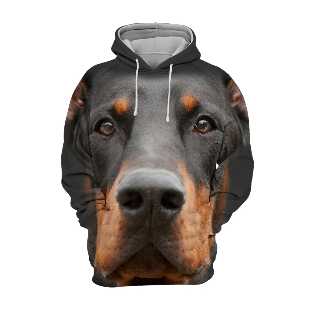 Unisex Honden Hoodie | Doberman Zwart - Afbeelding 2