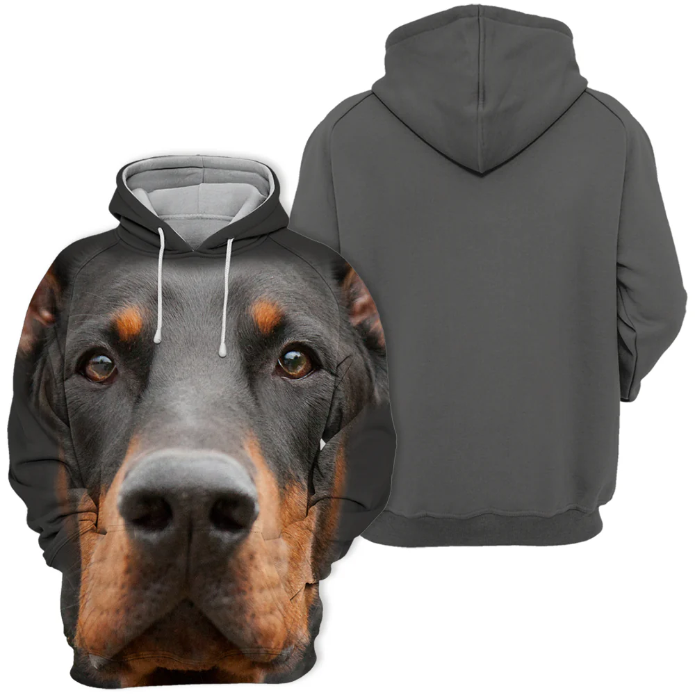 Unisex Honden Hoodie | Doberman Zwart - Afbeelding 3