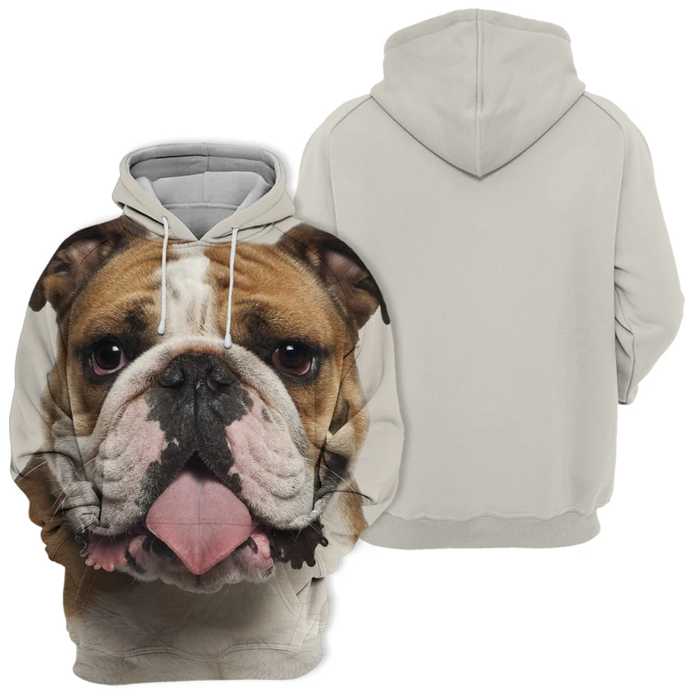 Unisex Honden Hoodie | English Bulldog Pitbull Face - Afbeelding 3