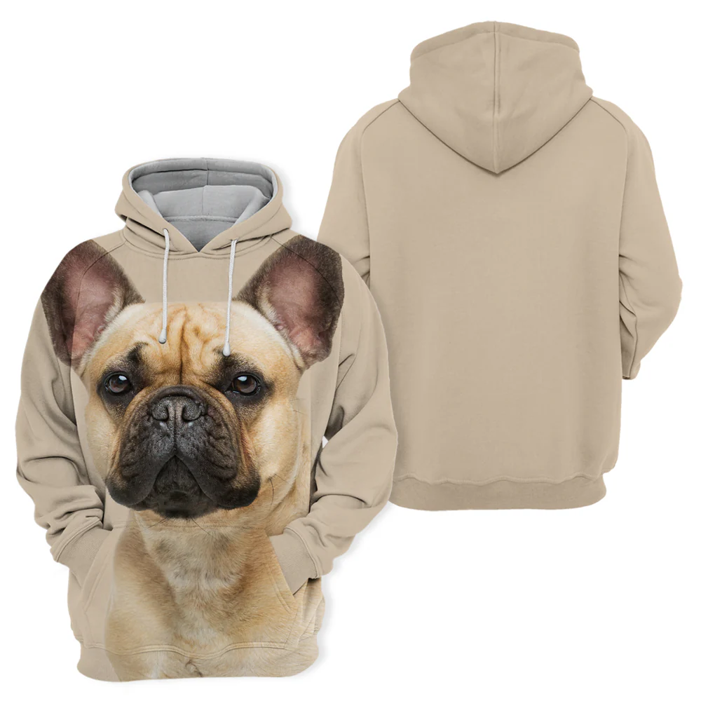 Unisex Honden Hoodie | French Bulldog Cute - Afbeelding 3