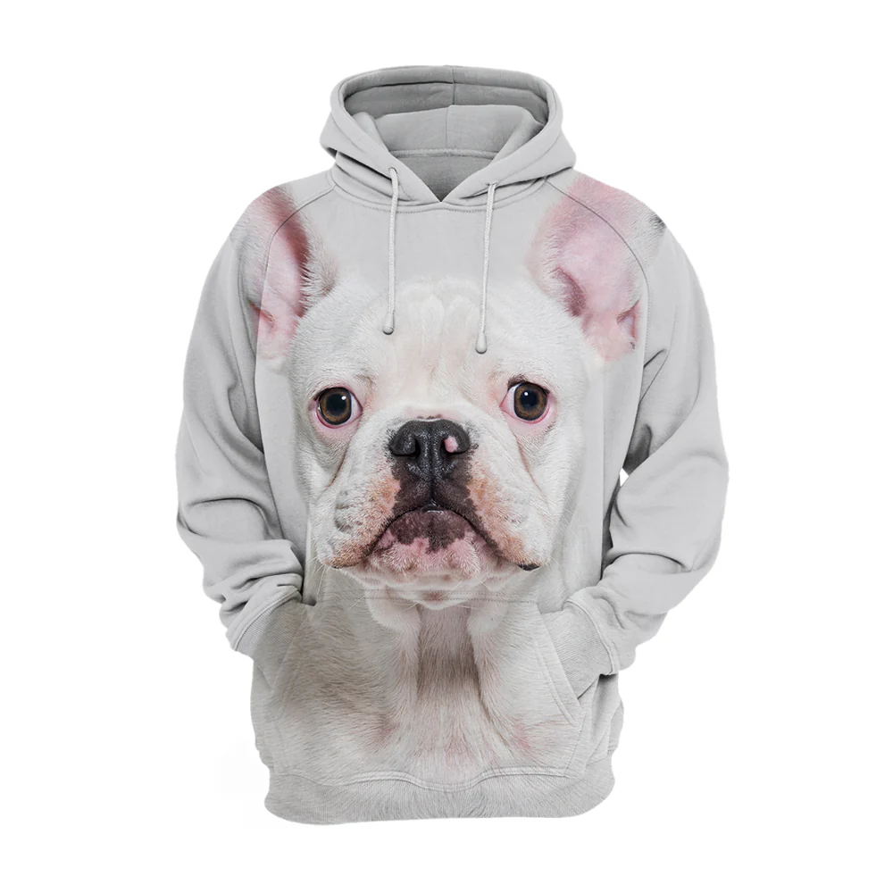 Unisex Honden Hoodie | French Bulldog Wit - Afbeelding 2