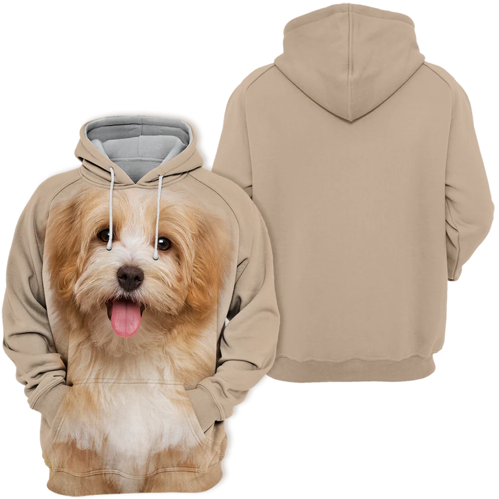 Unisex Honden Hoodie | Havanese Reddish Happy - Afbeelding 3