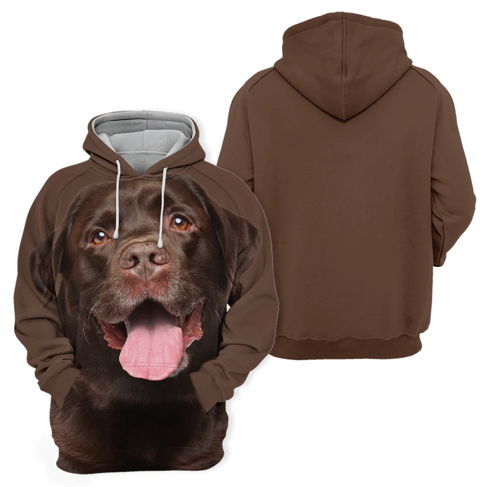 Unisex Honden Hoodie | Labrador Chocolate Happy - Afbeelding 3