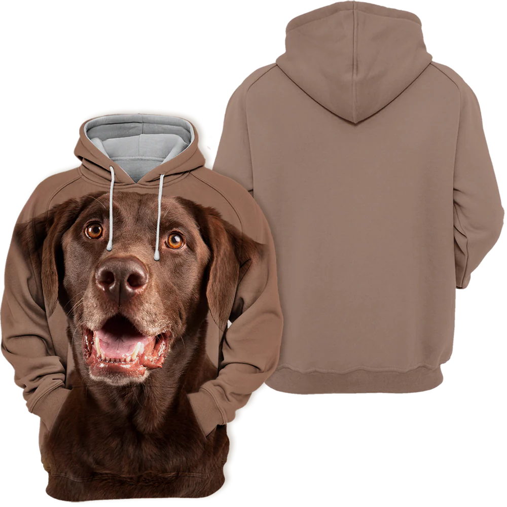 Unisex Honden Hoodie | Labrador Chocolate Laugh - Afbeelding 3